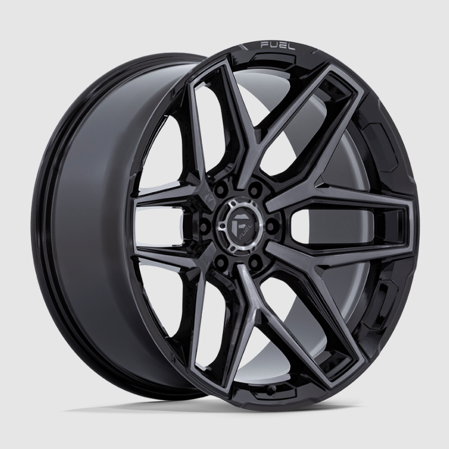 22" Fuel Off-Road Flux Black Brushed Gray Tint Wheels 6x5.5 Chevy GMC Ram