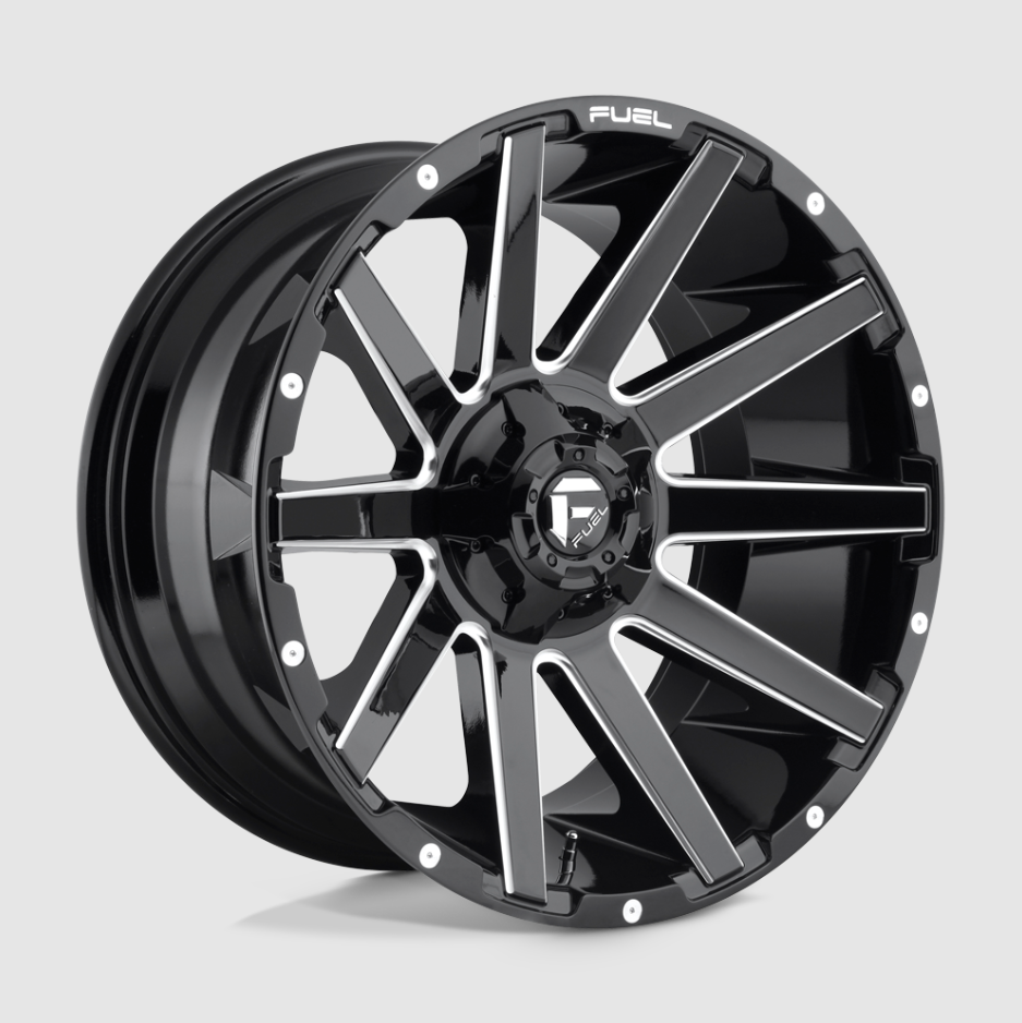 20" Fuel D615 Contra Gloss Black Milled 20x10 6x135 6x5.5 Wheels Rims