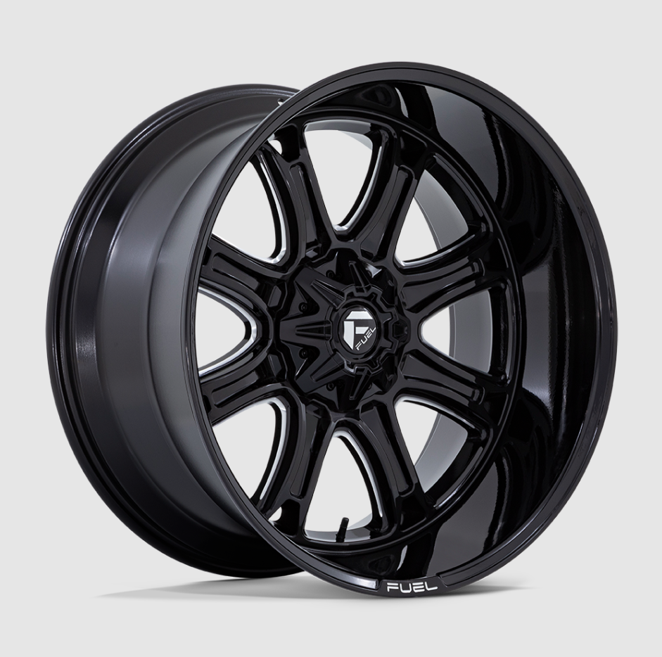 Fuel FC853 Darkstar 20" Gloss Black Milled 20x10 8x6.5 Wheels Rims