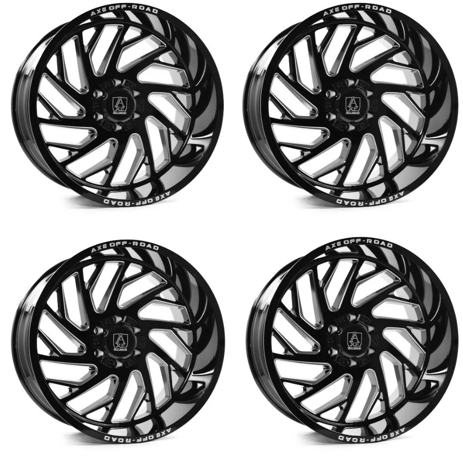 Axe Off-Road Zeus Gloss Black and Milled 20x10 6x5.5 6x135 Wheels Rims