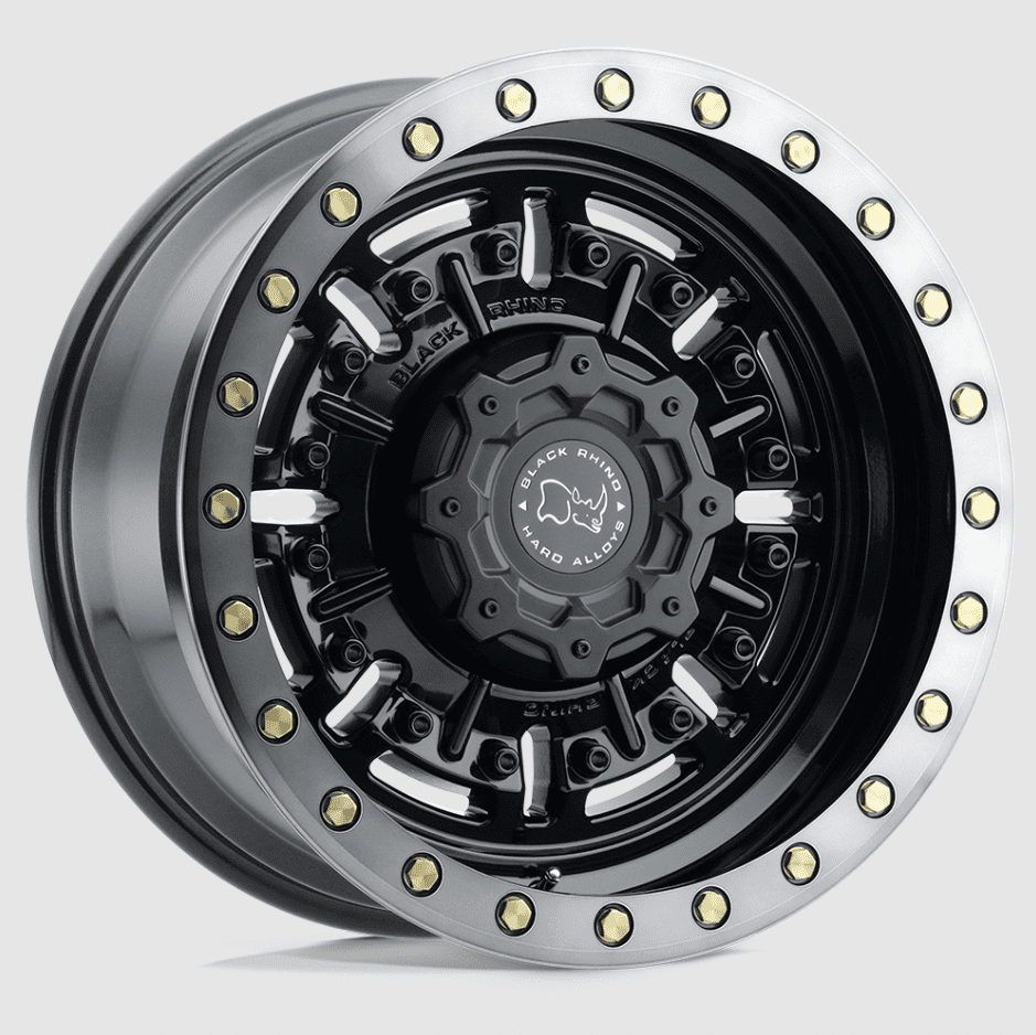 17" Black Rhino Abrams Gloss Black 17x9.5 5x5 Wheels Rims