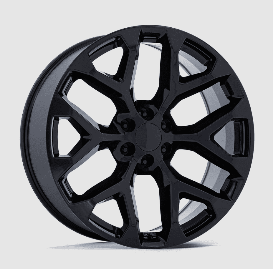24" OE Replica Snowflake Gloss Black Wheels 2022 Chevy Silverado 6x5.5 +24